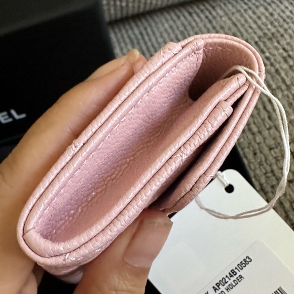 NEW CHANEL 24K Light Pink Caviar GHW Quilted Classic Snap Card Holder w/ receipt - Picture 9 of 14
